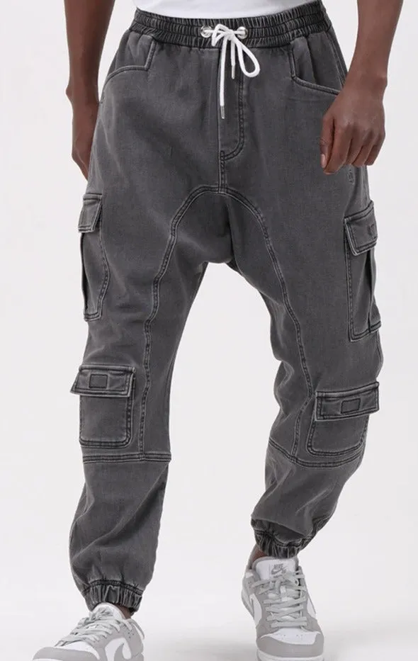 QL Relaxed Denim Cuffed Cargo Stretch in Grey