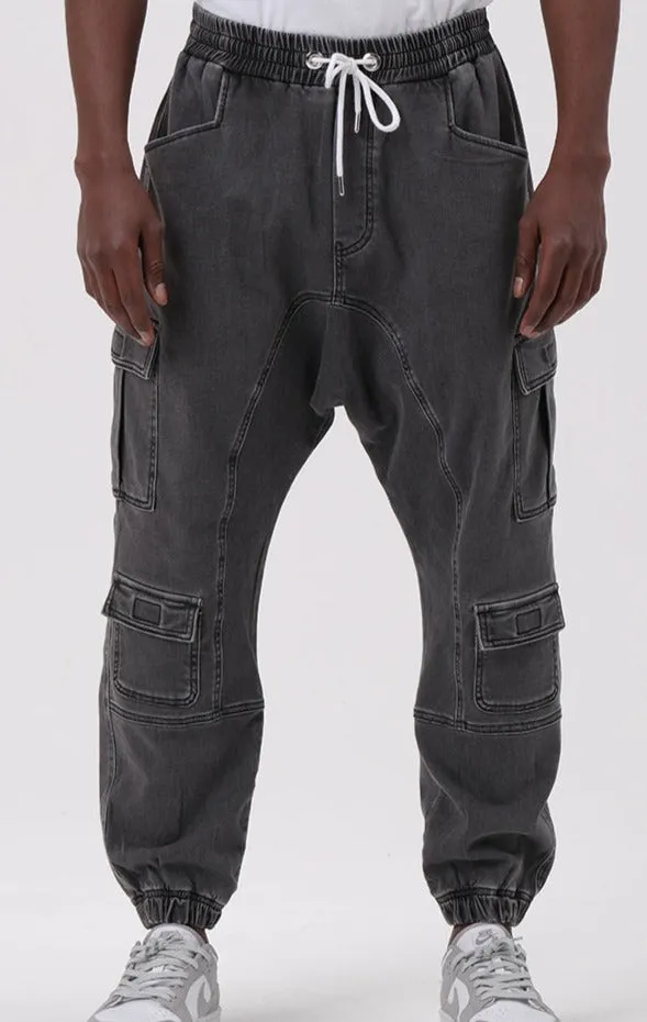 QL Relaxed Denim Cuffed Cargo Stretch in Grey