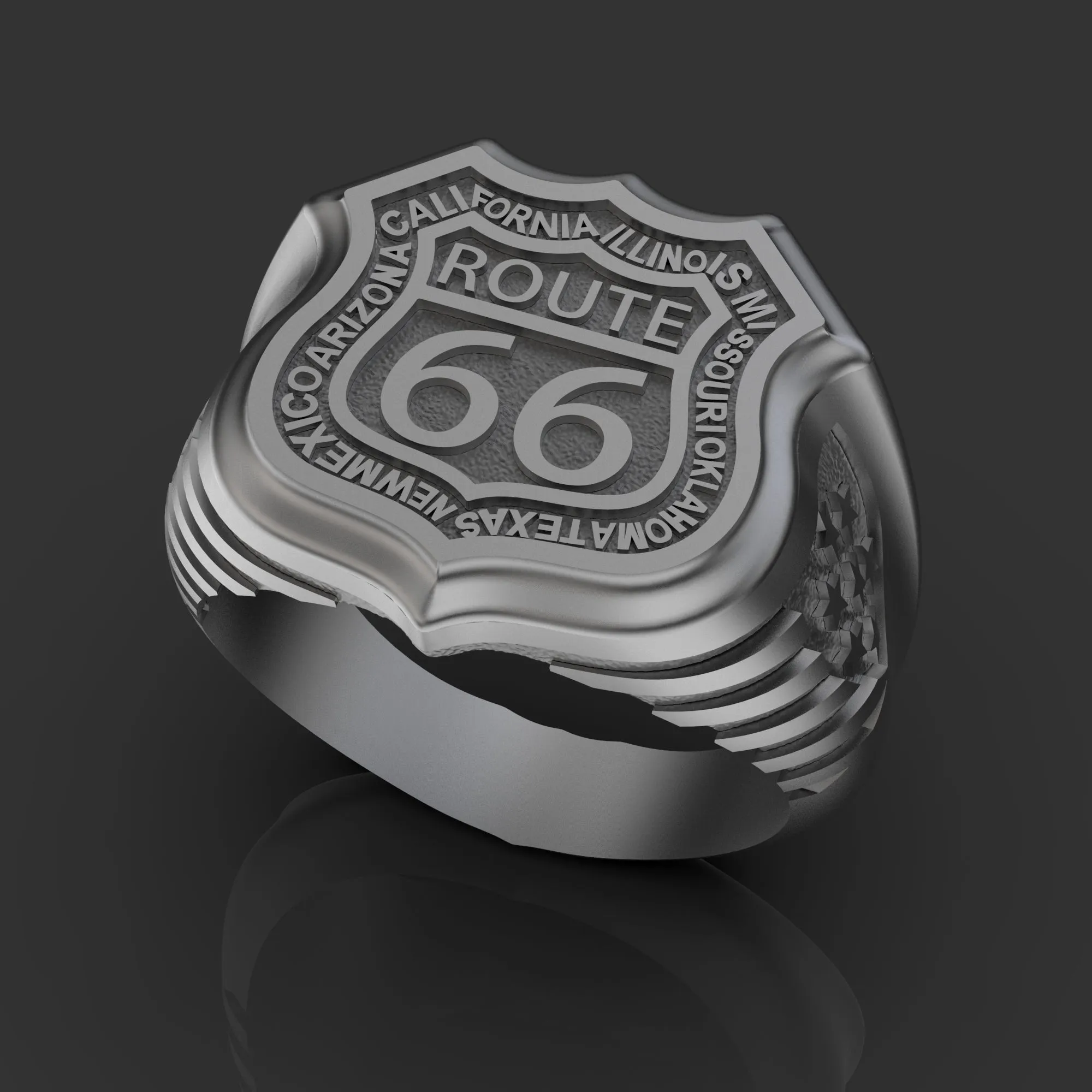 Route 66 Exclusive Biker Men Ring Silver 925