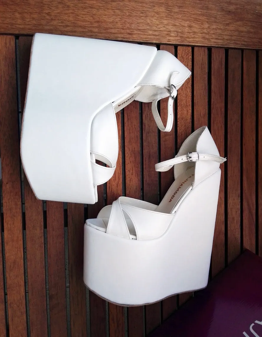 Sandals White Wedge Heel Platform High Heels Shoes