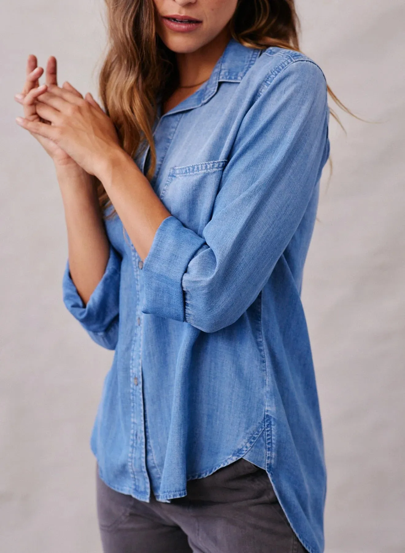 Shirt Tail Button Down Shirt - Ombre Wash