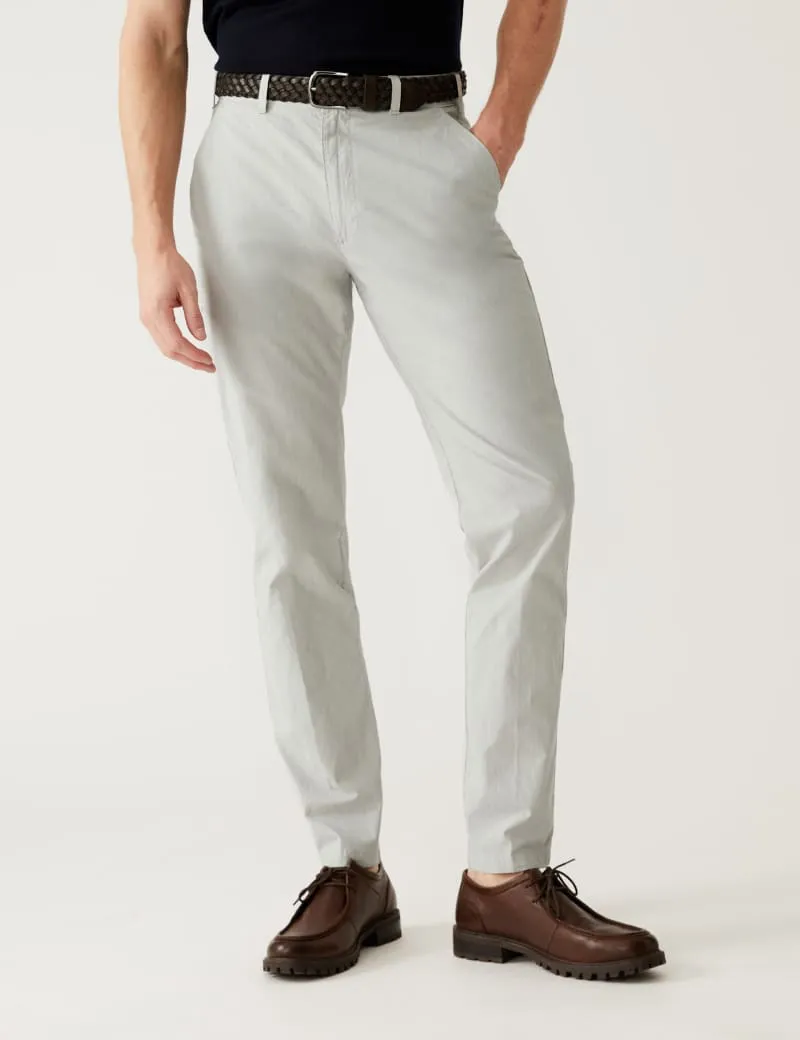 Slim Fit Textured Belted Chinos