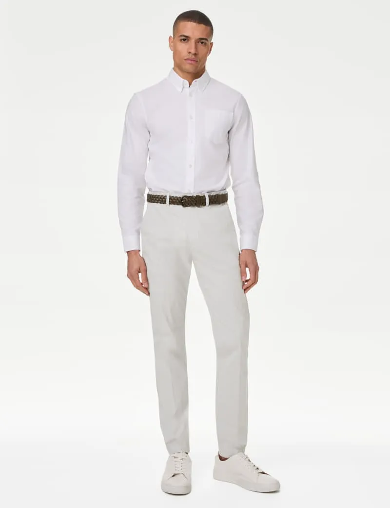 Slim Fit Textured Belted Chinos