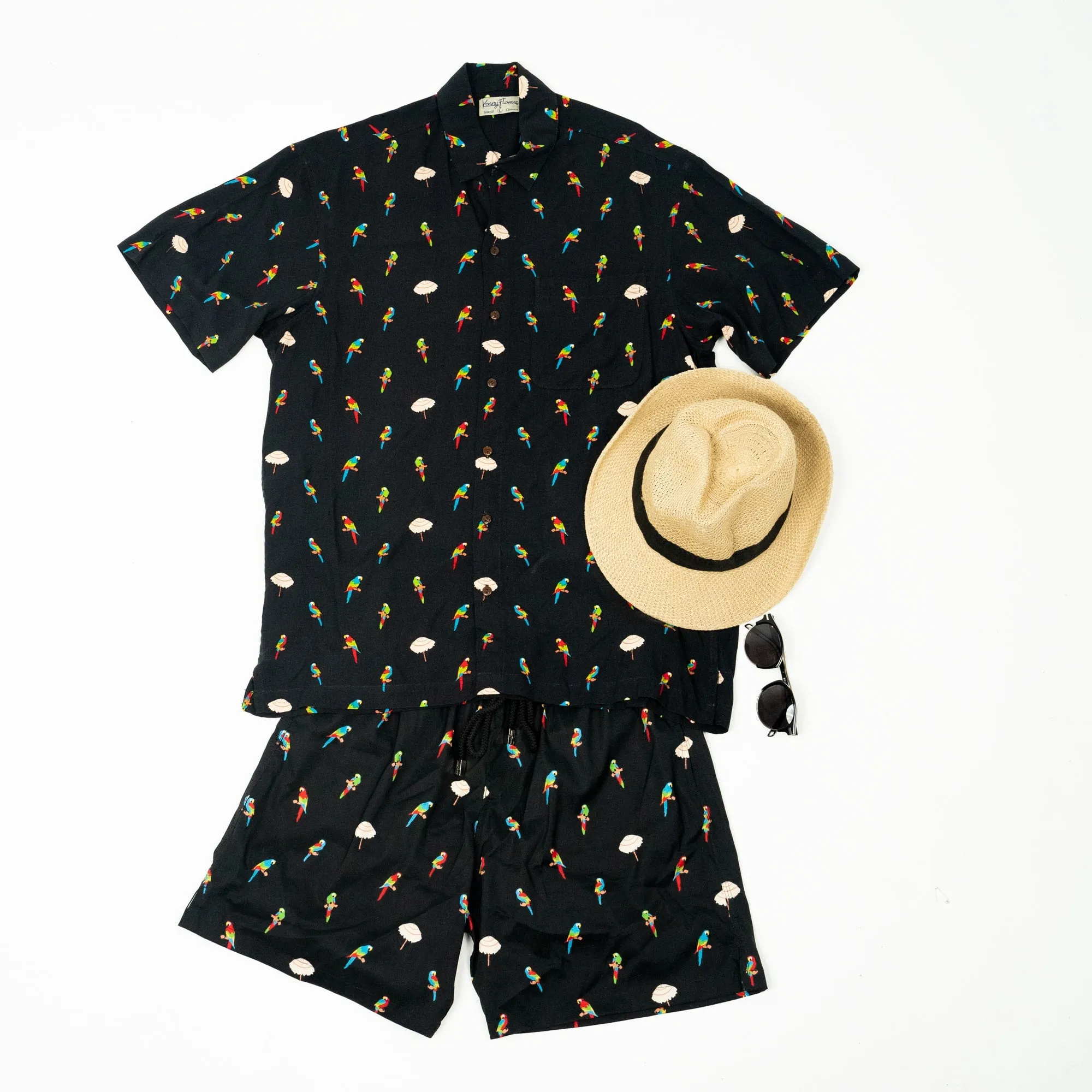 The Parrots and Palapas - Short Sleeve Black Shirt