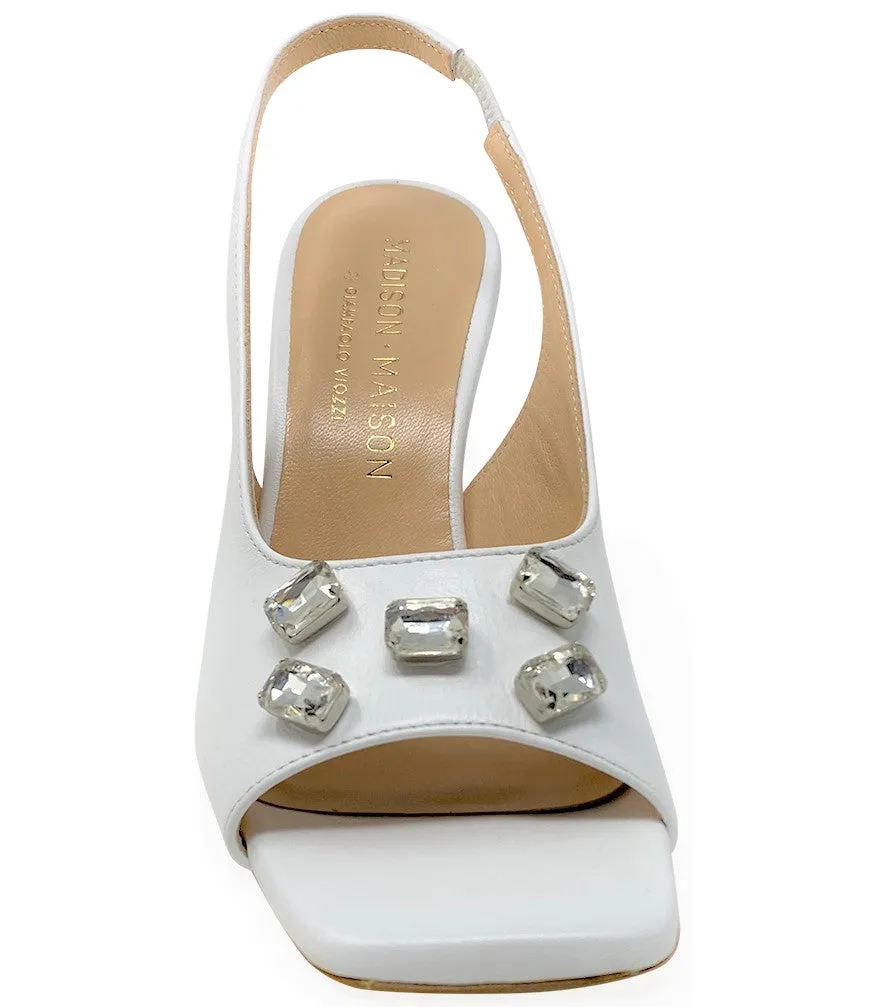 White Jeweled Slingback