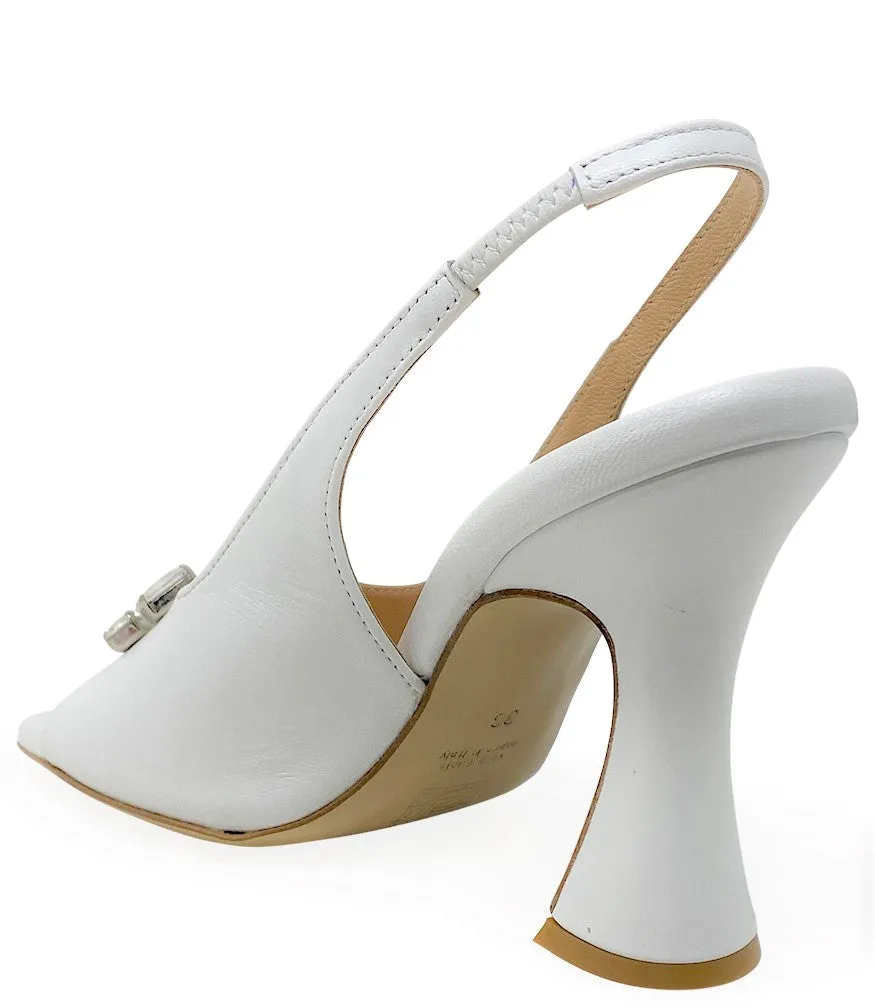 White Jeweled Slingback