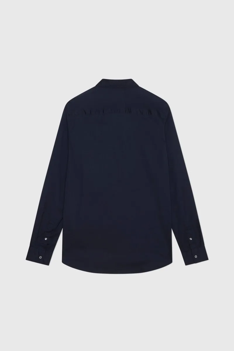 Wood Wood Timothy Paper Poplin Shirt Dark navy